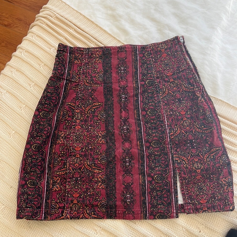 Free People Printed Corduroy High Waisted Mini Skirt 4